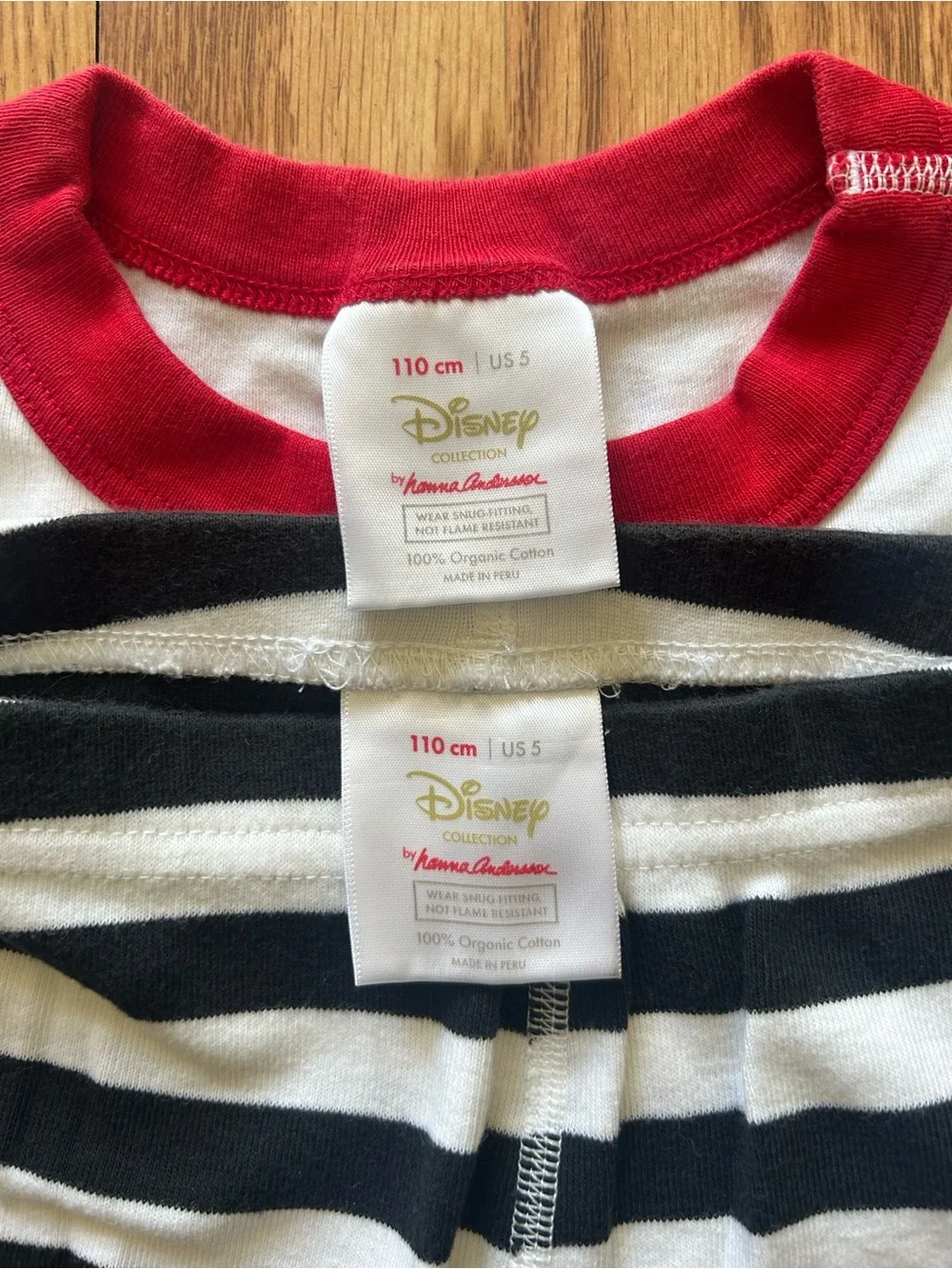 Hanna Andersson Black & White Stripe Mickey Pajama Set with Red Trim Unisex